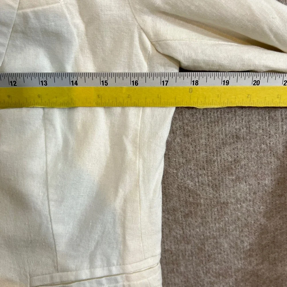 Halston Blazer Jacket Womens Size S White Linen Blend Single Button Professional